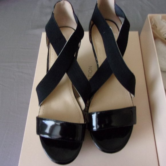 BCBGeneration Black Zebra Patent Leather Wedge - Picture 1 of 7